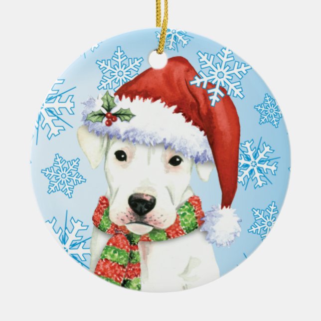 Happy Howliday Dogo Ceramic Tree Decoration (Front)