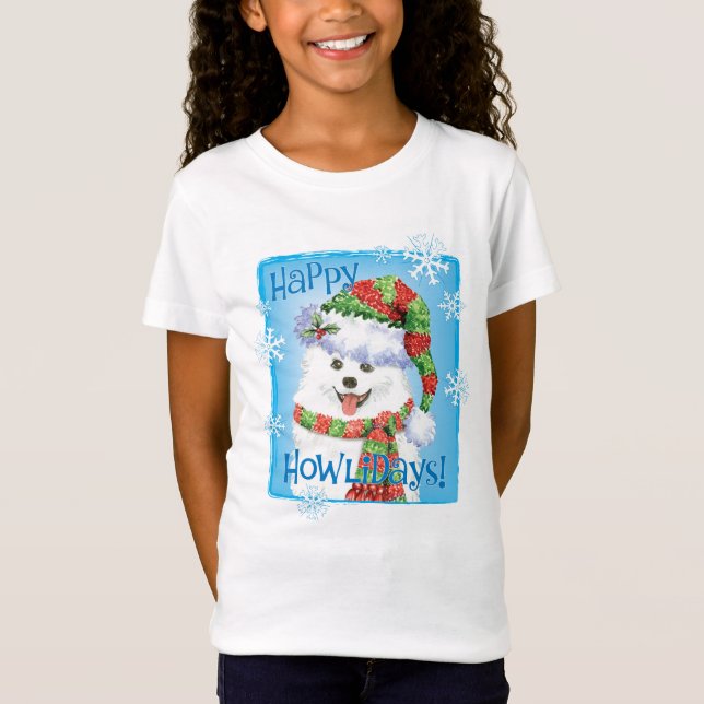 Happy Howliday Eskimo Dog T-Shirt (Front)