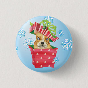 Happy Howliday French Bulldog 3 Cm Round Badge
