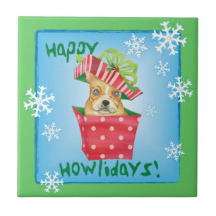 Happy Howliday French Bulldog Tile