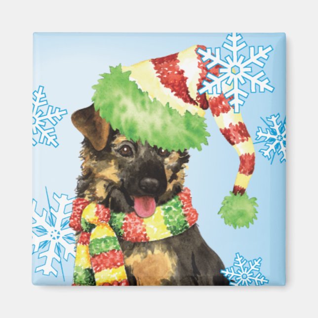 Happy Howliday German Shepherd Magnet (Front)