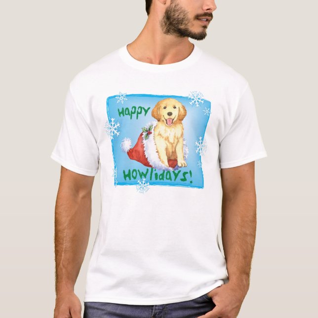 Happy Howliday Golden Retriever T-Shirt (Front)