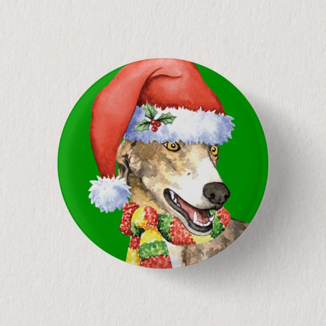 Happy Howliday Greyhound 3 Cm Round Badge (Front)