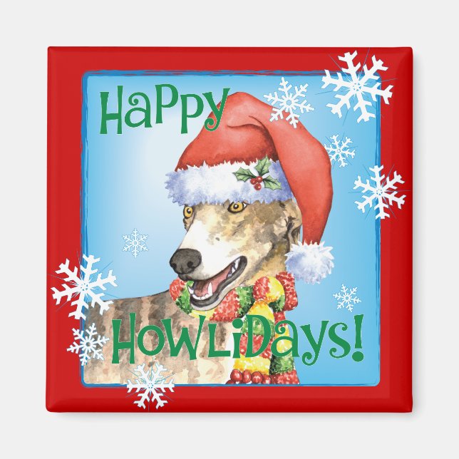 Happy Howliday Greyhound Magnet (Front)