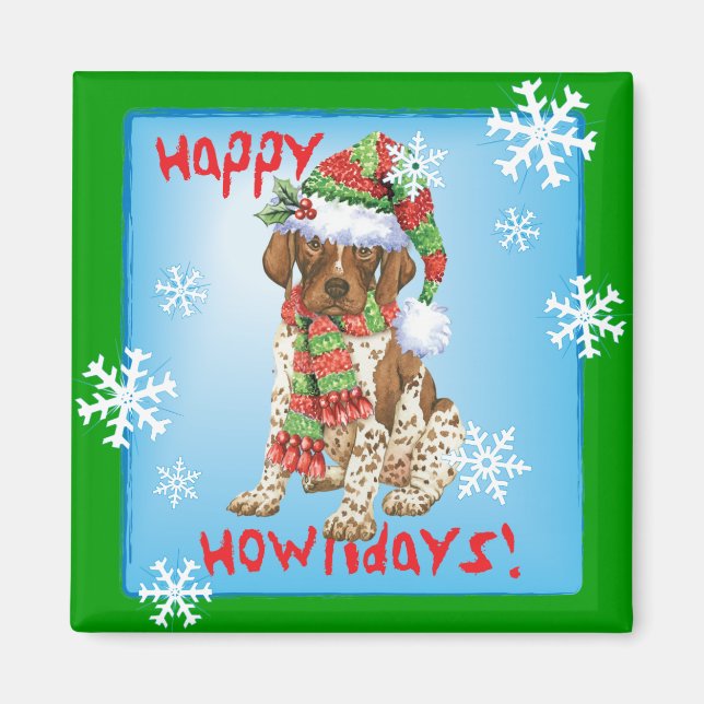 Happy Howliday GSP Magnet (Front)