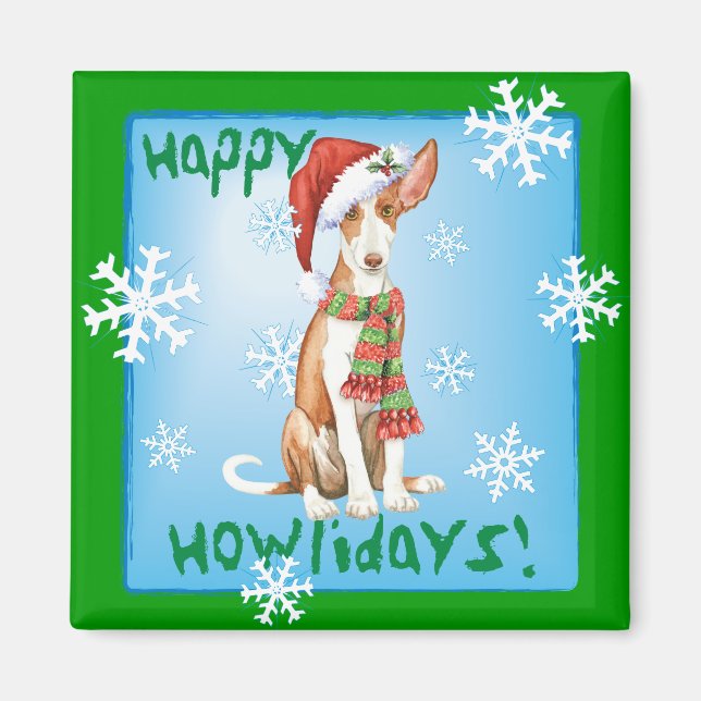 Happy Howliday Ibizan Hound Magnet (Front)