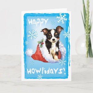 Happy Howliday Long Coat Chihuahua Holiday Card