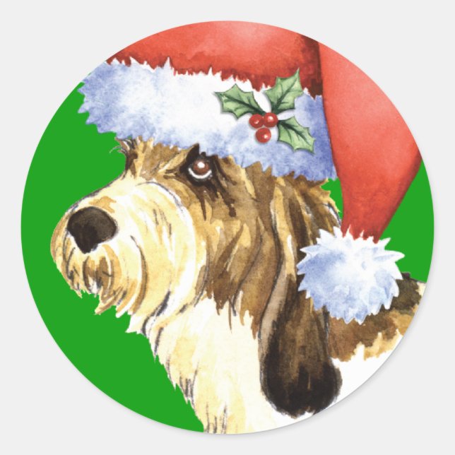 Happy Howliday PBGV Classic Round Sticker (Front)