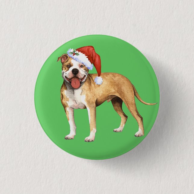 Happy Howliday Pit Bull Terrier 3 Cm Round Badge (Front)