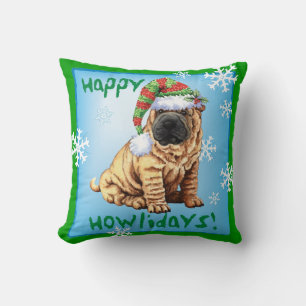Happy Howliday Shar-Pei Cushion