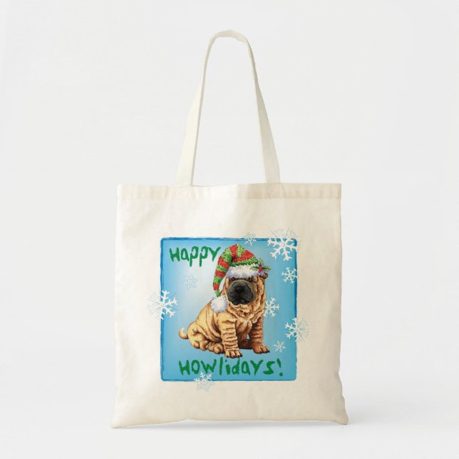Happy Howliday Shar-Pei Tote Bag (Front)