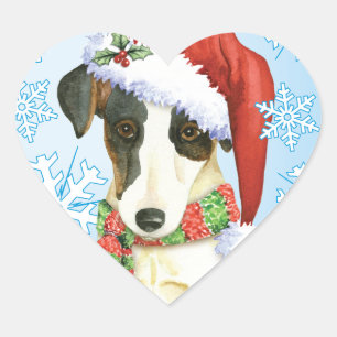 Happy Howliday Smooth Fox Terrier Heart Sticker