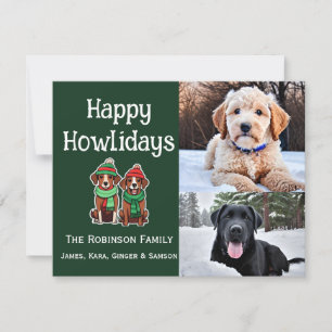 Happy Howliday Two Photo Flat Holiday Card