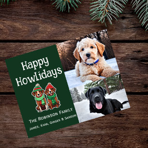 Happy Howliday Two Photo Flat Holiday Card