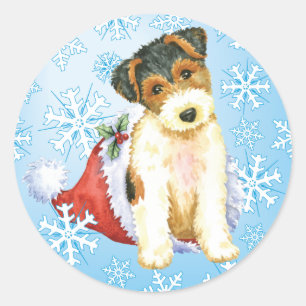 Happy Howliday Wire Fox Terrier Classic Round Sticker