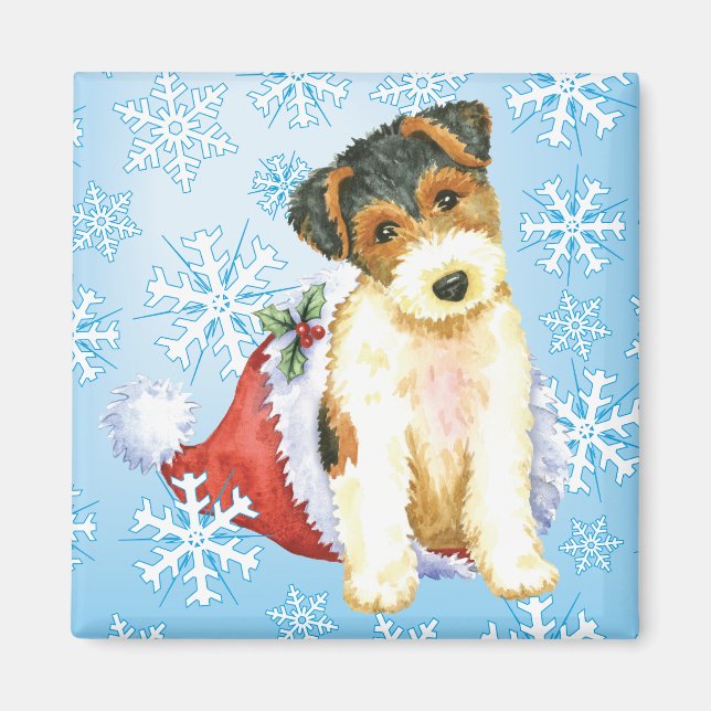 Happy Howliday Wire Fox Terrier Magnet (Front)