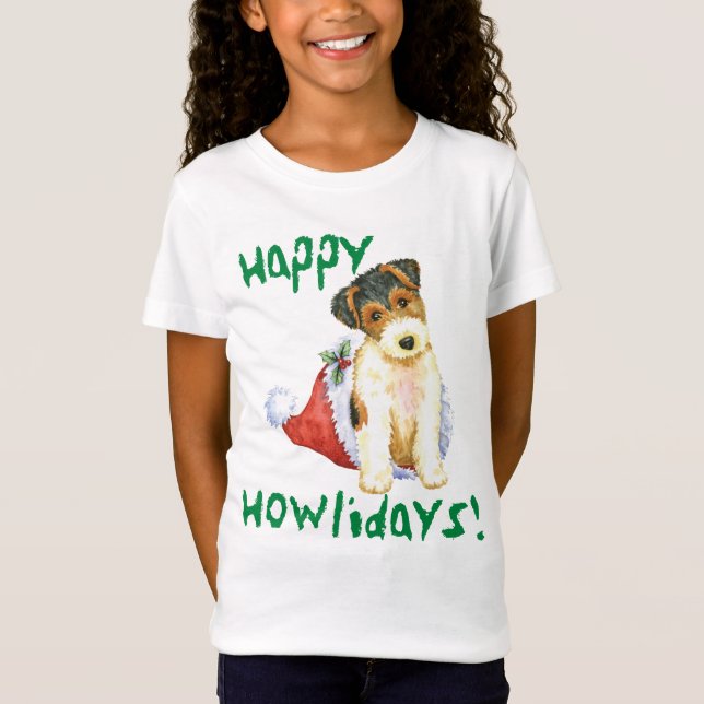 Happy Howliday Wire Fox Terrier T-Shirt (Front)
