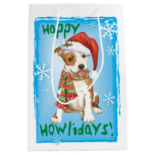 Happy Howlidays Am Staff Medium Gift Bag