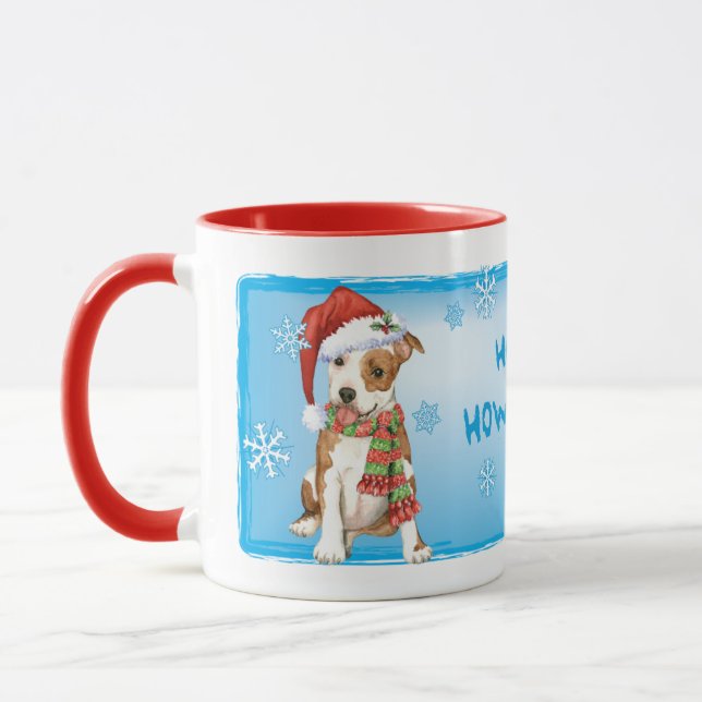 Happy Howlidays Am Staff Mug (Left)