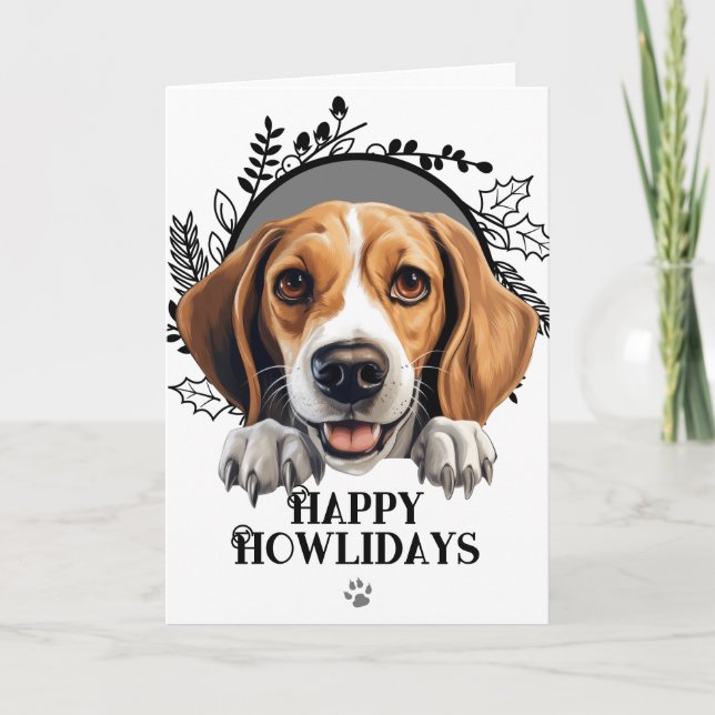 Happy Howlidays American Foxhound Dog Christmas  Holiday Card (Front)