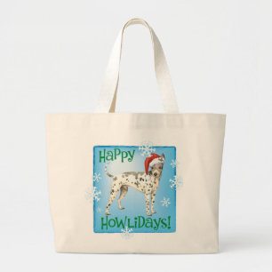 Happy Howlidays American Hairless Terrier Large Tote Bag