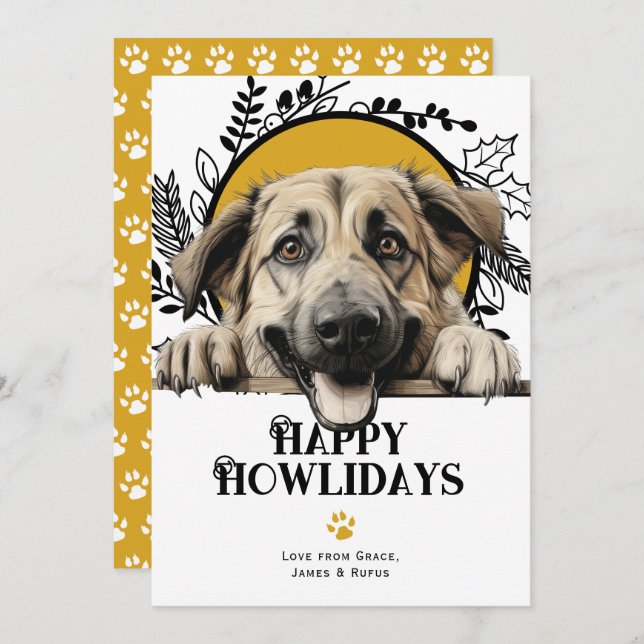 Happy Howlidays Anatolian Shepherd Dog Holiday Card (Front/Back)