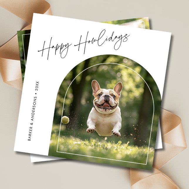 Happy Howlidays Arch Dog Photo Christmas Holiday Card (Creator Uploaded)