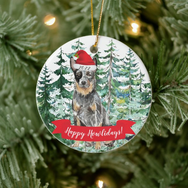 Happy Howlidays Australian Cattle Dog Christmas Ceramic Tree Decoration (Tree)