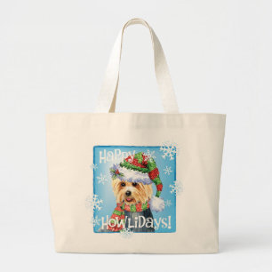 Happy Howlidays Australian Terrier Large Tote Bag