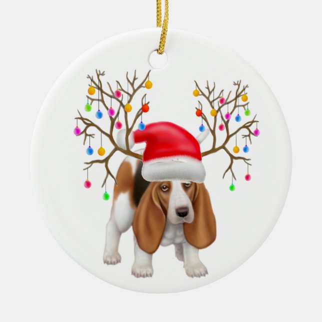Happy Howlidays Basset Hound Ornament (Front)