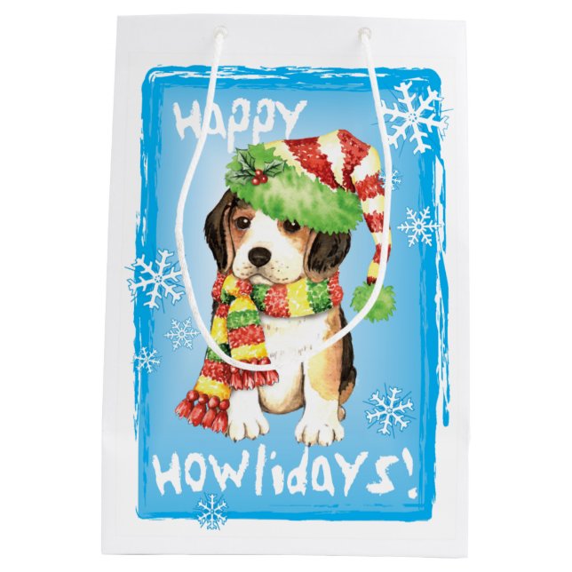 Happy Howlidays Beagle Medium Gift Bag (Back)