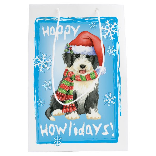 Happy Howlidays Beardie Medium Gift Bag (Front)