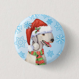 Happy Howlidays Bedlington Terrier Button