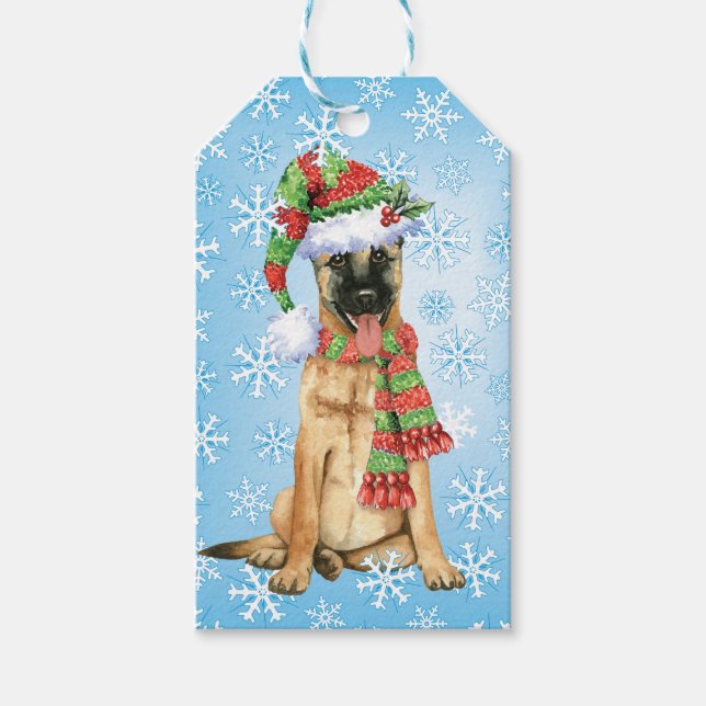 Happy Howlidays Belgian Malinois Gift Tags (Front)