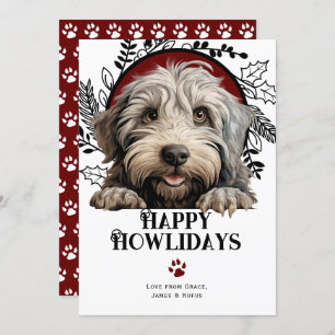 Happy Howlidays Bergamasco Dog Christmas Holiday Card