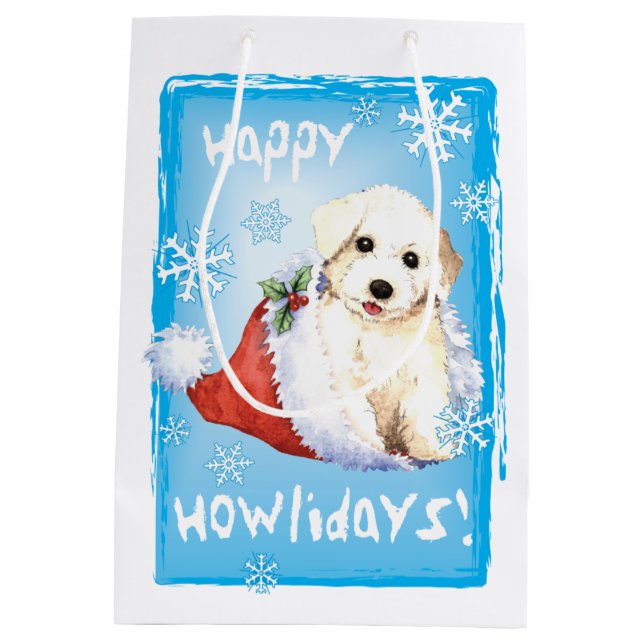 Happy Howlidays Bichon Medium Gift Bag (Back)