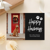 Happy Howlidays Black Calligraphy Pet Photo