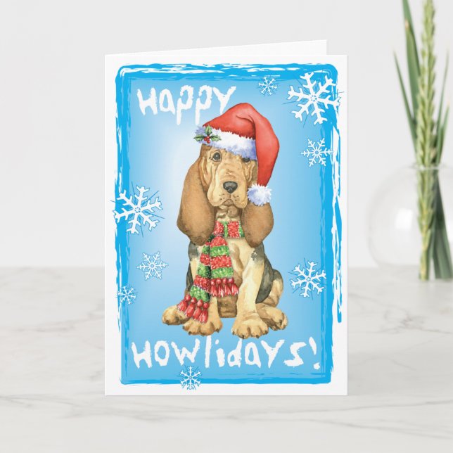 Happy Howlidays Bloodhound Holiday Card (Front)