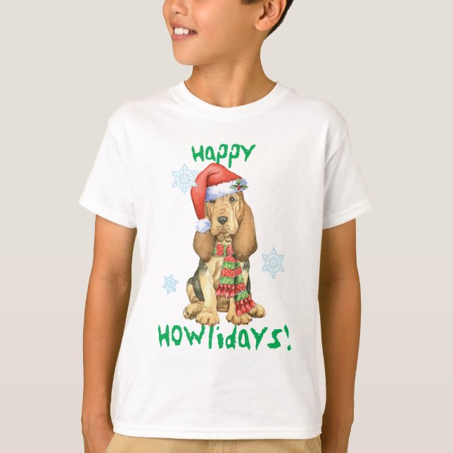 Happy Howlidays Bloodhound T-Shirt (Front)