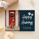 Happy Howlidays Blue Calligraphy Pet Photo Holiday Card<br><div class="desc">Happy Howlidays Blue Gold Calligraphy Pet Photo Holiday Card. Send customisable and personalised holiday greetings to friends,  colleagues and family in simple,  chic,  elegant and modern photo design festive,  natural minimalist style cards! Below the calligraphy features your custom greeting message in modern typography.</div>