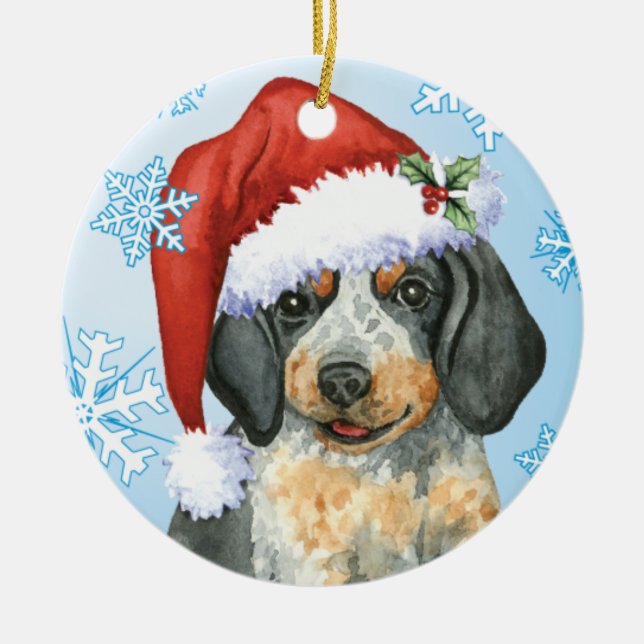 Happy Howlidays Bluetick Ceramic Tree Decoration (Front)