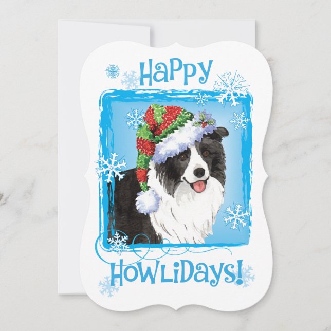 Happy Howlidays Border Collie Holiday Card (Front)