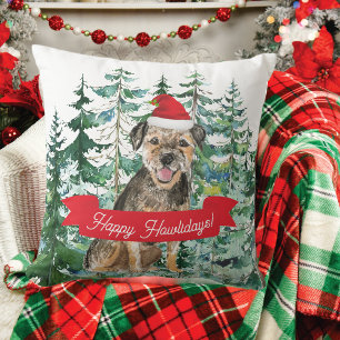 Happy Howlidays Border Terrier Dog Christmas Cushion