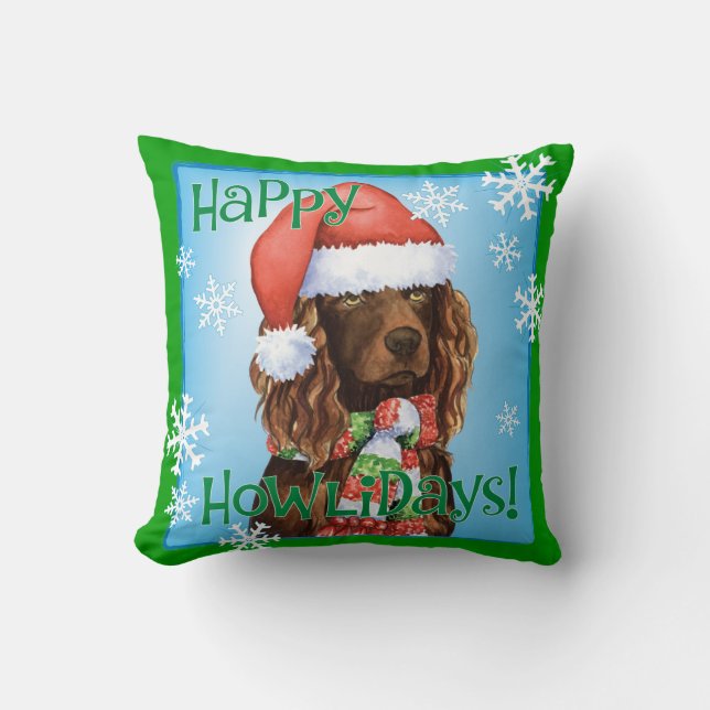 Happy Howlidays Boykin Spaniel Cushion (Front)