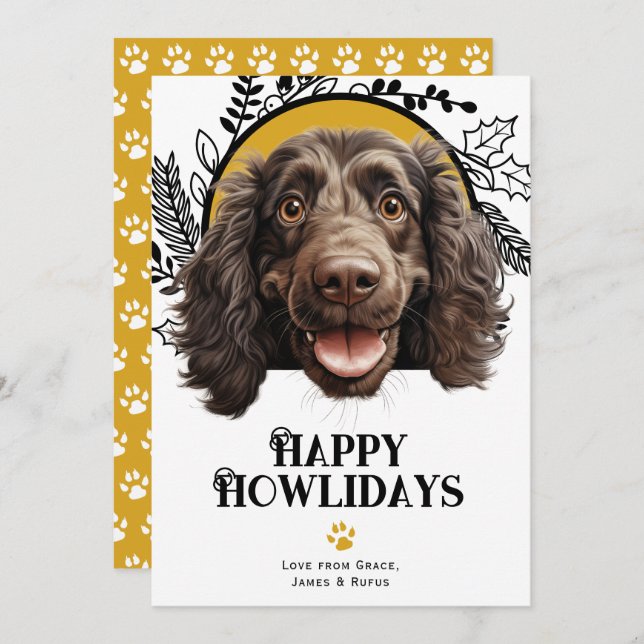 Happy Howlidays Boykin Spaniel Dog Christmas  Holiday Card (Front/Back)