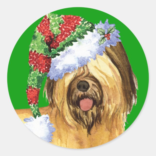 Happy Howlidays Briard Classic Round Sticker (Front)