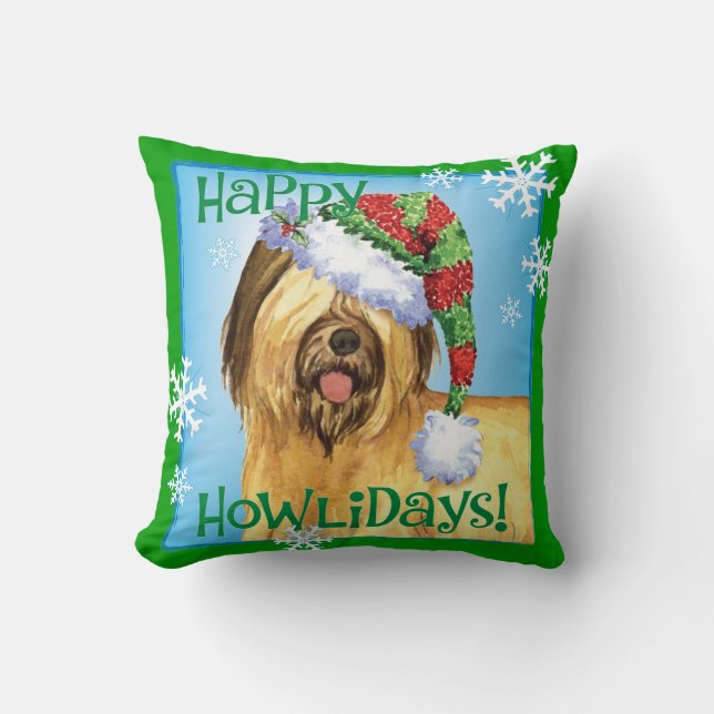 Happy Howlidays Briard Cushion (Front)