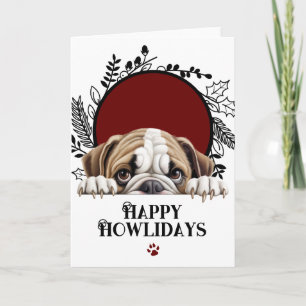 Happy Howlidays British Bulldog Dog Christmas Holiday Card