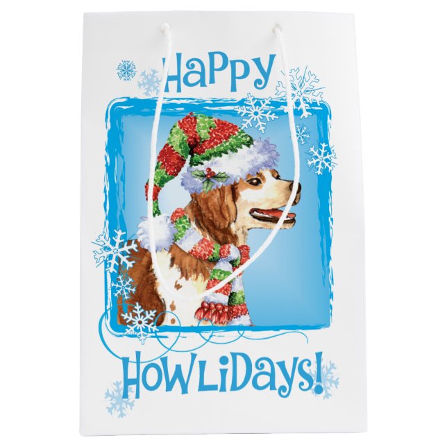 Happy Howlidays Brittany Medium Gift Bag (Front)