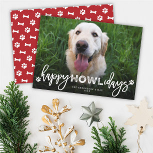 Happy Howlidays Brush Dog Lover Holiday Photo Card